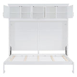 SOFTSEA Full Size Murphy Bed Cabinet with Storage, Solid Wood Murphy Bed with Shelves, Solid Wood Wall Bed Frame can be Folding into a Cabinet, Folding Wall Bed for Guestroom, White SOFTSEA