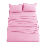 Ghooss Pink Bed Sheet Set with Deep Pocket,Super Soft Microfiber Bedding-Breathable,Warm,Wrinkle,Fade Free,4 Piece Bedding Sheet Sets(Queen,Pink) Ghooss