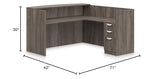 Offices To Go L Shaped Reception Desk W/Drawers W/Transaction Top 71" W X 30" D X 42" H Reception Return 42" W X 24" D X 42" H - Artisan Grey AGL Offices To Go