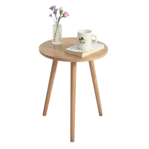 AWASEN Side Table Round, Small Accent Table Nightstand Modern End Table for Living Room Bedroom Office Small Spaces, 16''D x 19.5''H(Natural Walnut) AWASEN