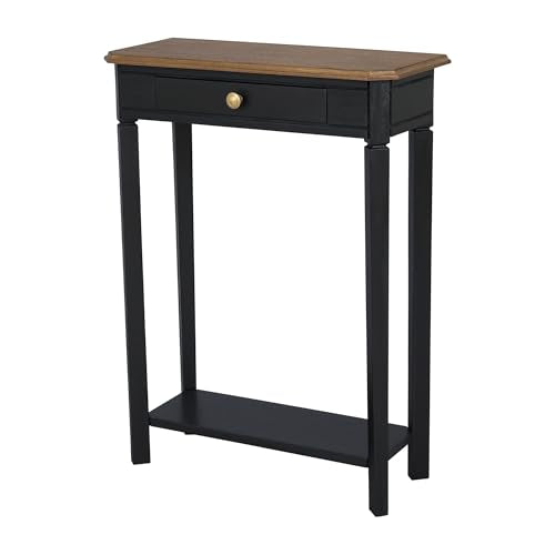 East at Main Marnie Console Table – 23.75” Black Narrow Entryway Piece with Storage Drawer & Shelf – Handcrafted Solid Wood Accent for Small Spaces East at Main