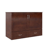 AFI Hamilton Full Murphy Bed Chest with Mattress, Storage, and Built-in Charger in Walnut AFI