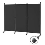 Spurgehom 3 Panel Rolling Room Divider, Folding Partition Privacy Screens, Freestanding Fabric Room Panel, Portable Folding Wall Divider for Office, Room, Restaurant, Hospital (Black) Spurgehom