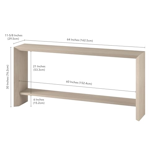 Henn&Hart 64" Wooden Rectangular Console Table Entryway Table, Sofa Table with Wooden Storage Shelf for Entryway, Living Room, Couch, Hallway, or Office, Beech White Henn&Hart