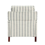 Push Back Recliner Chair Stripe Pattern Fabric Upholstery Nailhead Trim Solid Wood Classic Traditional Living Room Furniture 1pc WoodArtSupply