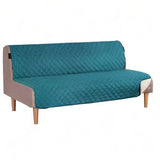 H.VERSAILTEX Reversible Futon Cover Water Repellent Armless Sofa Slipcover Washable Furniture Protector with Adjustable Elastic Strap Anti-Slip Futon Bed Cover for Dogs 70" Width Seat(Dark Teal/Beige) H.VERSAILTEX