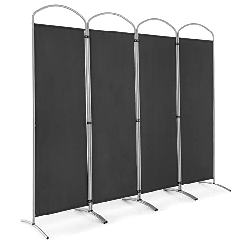 Giantex 6.2Ft Folding 4-Panel Room Divider Grey - 87" Wide Freestanding Foldable Fabric Privacy Screen, Lightweight Portable Partition Wall Divider and Separator for Home Office, Apartment, Studio Giantex