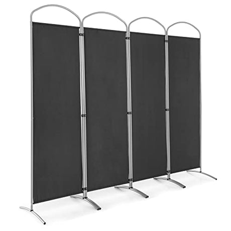 Giantex 6.2Ft Folding 4-Panel Room Divider Grey - 87" Wide Freestanding Foldable Fabric Privacy Screen, Lightweight Portable Partition Wall Divider and Separator for Home Office, Apartment, Studio Giantex