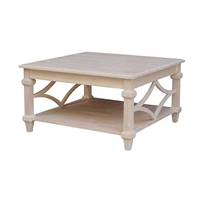 IC International Concepts International Concepts Josephine Square Solid Wood Coffee Table, Unfinished - WoodArtSupply