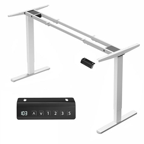 VIVO Electric Stand Up Desk Frame, DIY Workstation, Frame Only, Dual Motor Ergonomic Standing Height Adjustable Base with Memory Controller, White, VIVO