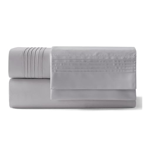 Bedsure Deep Pocket Twin Sheets Set - Fits Mattresses Up to 21 Inches Thick -3 Piece GentleSoft Bed Sheets, Moisture Wicking, Soft & Cooling Bedsheet & Pillowcases, Easy & Secure Fit, Light Grey Bedsure