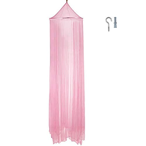 Eimilaly Bed Canopy Mosquito Net, Bed Canopy for Girls Room Decor - Insect Protection Hanging Canopy for Adults, Babies, Outdoor Camping, Pink/No Opening