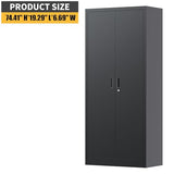 71" Metal Storage Cabinet with Doors, Lock and 4 Adjustable Shelves, Tall Pantry Cabinet for Garage, Office, Bedroom, Shop, Craft Room, Steel Storage Organizer with Adjustable Feet,Black GAOMON