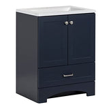 Spring Mill Cabinets Emlyn 24 Inch Bathroom Vanity with White Single Sink Top, 2-Door Cabinet, 1 Drawer, 24.5" W x 18.75" D x 32.89" H, Deep Blue Spring Mill Cabinets