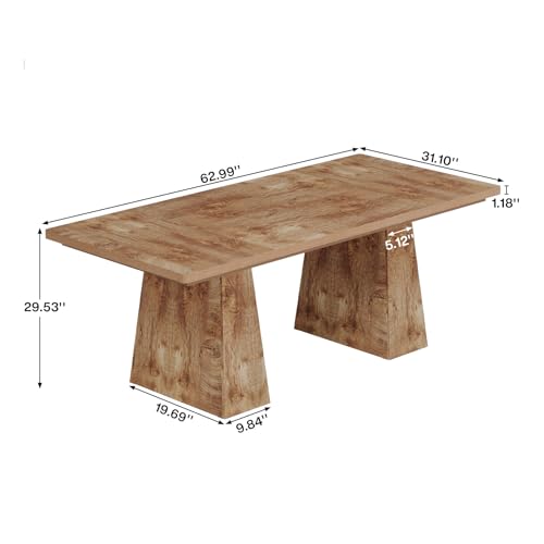 Tribesigns 63-Inch Executive Desk, Large Office Computer Desk with Double Pedestal, Modern Simple Workstations Writing Table Conference Table Business Furniture for Home Office, Natural Tribesigns