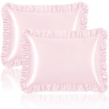 Homiest Ruffle Satin Pillowcase for Hair and Skin, Standard Size Satin Pillow Covers Silky Pillow Cases Set of 2, Satin Ruffled Pillowcase with Envelope Closure, Anti Wrinkle Pillow Shams (Blush Pink) Homiest