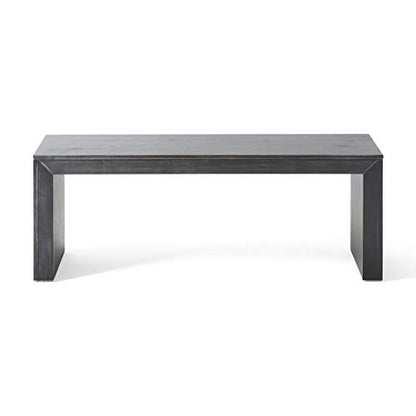 GDFStudio Farmhouse Acacia Wood Dining Bench, Black - WoodArtSupply