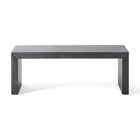 GDFStudio Farmhouse Acacia Wood Dining Bench, Black GDFStudio