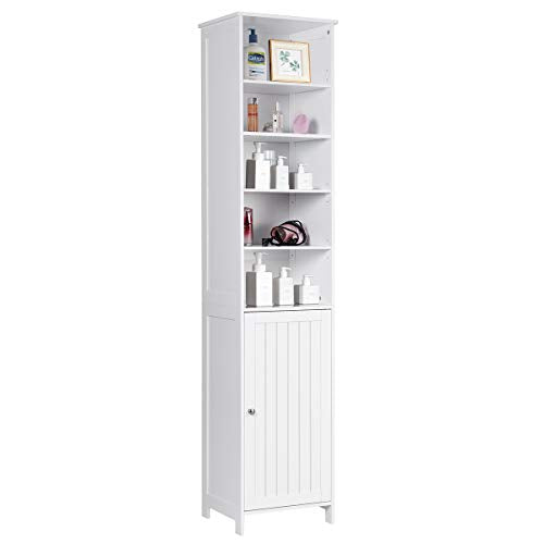 Tangkula Tall Bathroom Storage Cabinet, 72 Inch Bathroom Free Standing Tower Cabinet with Adjustable Shelves & Cupboard with Door, Space Saving Floor - WoodArtSupply