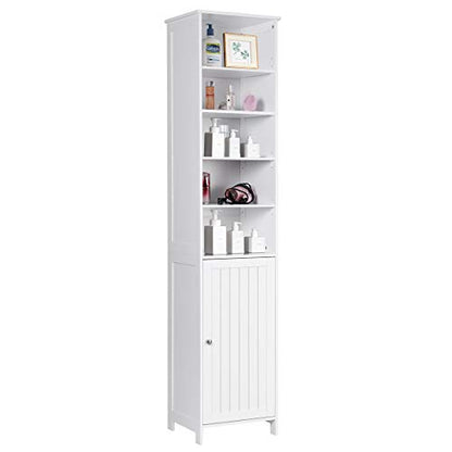 Tangkula Tall Bathroom Storage Cabinet, 72 Inch Bathroom Free Standing Tower Cabinet with Adjustable Shelves & Cupboard with Door, Space Saving Floor - WoodArtSupply