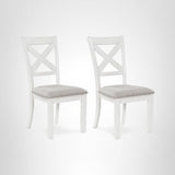 Signature Design by Ashley Robbinsdale Casual Upholstered Solid Wood Dining Chair with Nailhead Trim, Set of 2, White & Light Gray Signature Design by Ashley