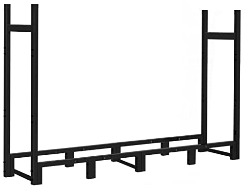 Khordin 8ft Firewood Rack Outdoor Adjustable Heavy Duty Wood Rack Fire Wood Holder for Indoor Storage Fireplace Metal Lumber Organizer Wood Stand Khordin