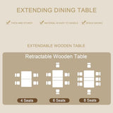 HomVent Extendable Dining Table Set for 6 with Chairs, Modern Kitchen & Dining Room Tables Sets for 4-10, 6 Person Dinner Tables Sets, Space Saving 63"-78.7" Expandable Wooden Dinette Sets HomVent