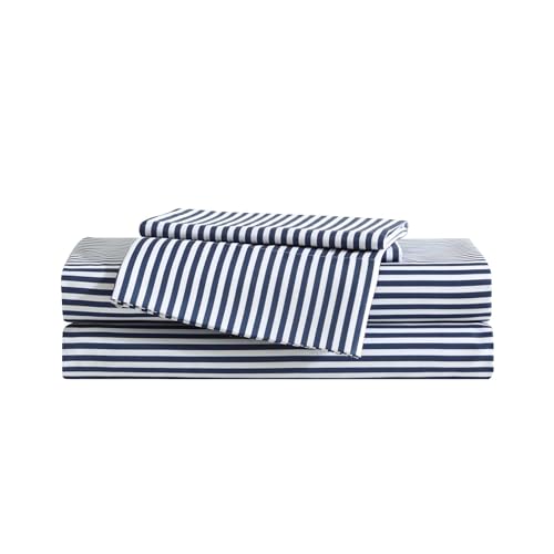 Eddie Bauer Kids - Twin Sheets, Stain-Resistant Toddler Bedding with Matching Sham(s), Super Soft, Ideal Boy Room Essentials (Vivid Stripe Blue, Twin) Eddie Bauer