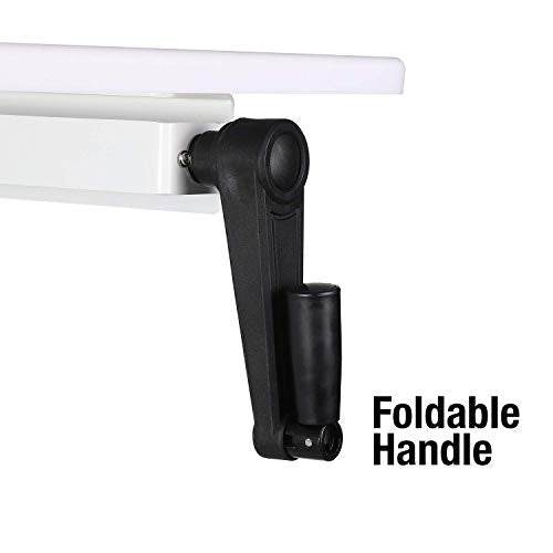 UNICOO Crank Adjustable Height Standing Desk, Adjustable Sit to Stand-up Home Office Desk, Computer Table, Portable Writing Desk (White Top/White Frame - NTCSET-01-WW) UNICOO