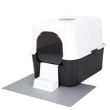 Sfozstra Cat Litter Box with Lid, Fully Enclosed Splash-Proof and Leak-Proof Urine High Edge and Odorless Cat Litter Box, Easy to Installation and Clean (Black with Pedal(S)) Sfozstra