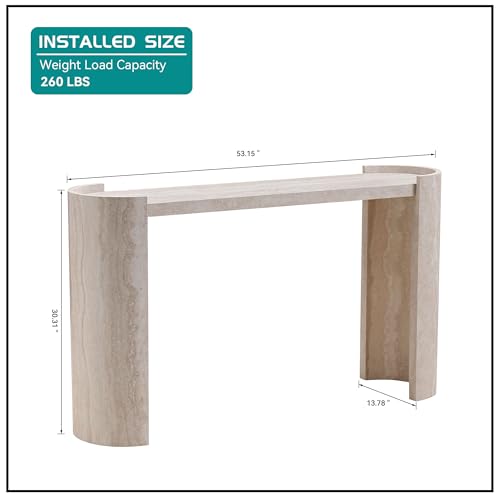 HanStrong 53.15" Faux Marble Pattern Entryway Table - Modern Narrow Console Table for Living Room and Hallway,Beige HanStrong