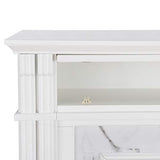 SEI Furniture Highgate Electric Fireplace with Hidden Media Shelf, New White with Faux Marble SEI Furniture