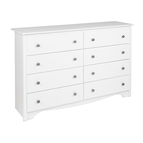 Prepac Monterey 8 Drawer Double Dresser for Bedroom, Wide Chest of Drawers, Bedroom Furniture, Clothes Storage and Organizer, 15.75" D x 59" W x 36.25" H, White, WDC-6338 Prepac