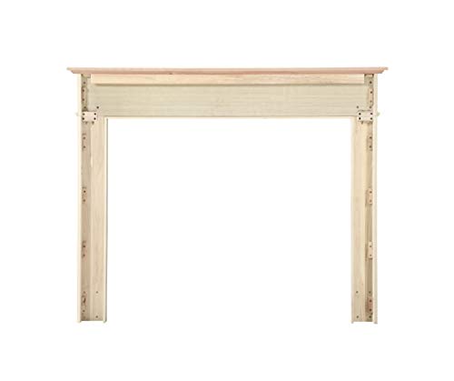 Pearl Mantels ARYB50111 Easy Slim Profiled Transitional Styled Wood Mantel Surround, 50" W x 42" H, Unfinished