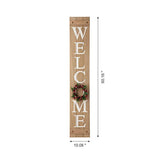 Glitzhome Welcome Sign with 4 Interchangeable Floral Wreaths for Front Door Porch, Farmhouse Wooden Hanging Wall Sign for Seasons Spring Fall Harvest Thanksgiving Christmas, 60”H, Natural Glitzhome