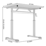 Jenvor Adjustable Study Desk Hand-Crank Height Adjustable Sit-to-Stand Desk 60 x 80 cm Compact White Frame White Top Double-Column Stable Workstation for Home Office Study Jenvor