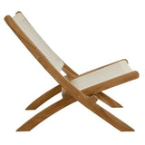 Modway Vienna Outdoor Patio Teak Wood Folding Lounge Chair in Natural Natural