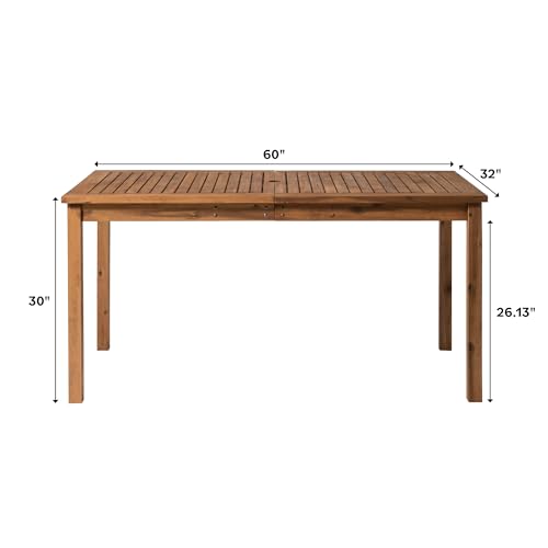 Walker Edison Dominica Contemporary Slatted Outdoor Dining Table, 34 Inch, Brown Walker Edison