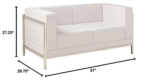 Flash Furniture HERCULES Imagination Series Contemporary White LeatherSoft Loveseat with Encasing Frame Flash Furniture