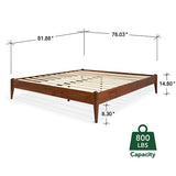 Bme Dinkee Solid Wood King Bed Frame - Modern Minimalist Design with Japanese Joinery - 15 Inch Platform Style Bme
