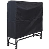Sunnydaze Outdoor Firewood Log Rack and Cover Combo Set - Black Powder-Coated Steel and PVC - Black Fabric - 4-Foot Sunnydaze