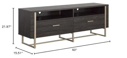 Sauder Walter Heights Engineered Wood Credenza in Blade Walnut - WoodArtSupply