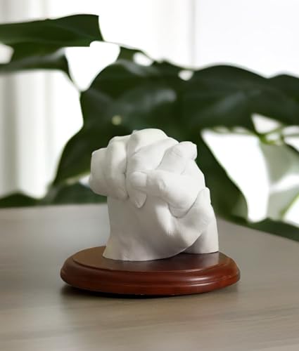 PewinGo Hand Casting Kit With Base - DIY Plaster Mold for Couples - Gift Ideas for Valentines, Engagement, Anniversary, Wedding, Boy/Girlfriend PewinGo