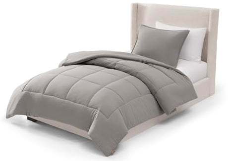 UGG Leonora Comforter Set with 1 Pillow Sham Lightweight Down Alternative Blanket Reversible All Season Washable and Hypoallergenic Bedding Set for College Dorm, Twin/Twin XL, Light Grey UGG
