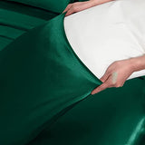 Homiest 7pcs Satin California King Size Bed Set, Blackish Green Luxury Satin Bedding, 1 Deep Pocket Fitted Sheet, 1 Flat Sheet, 4 Pillowcases, 1 Body Pillowcase Homiest