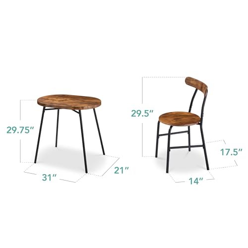 Best Choice Products 3-Piece Modern Oval Dining Table Set, Small Kitchen Dinette w/ 2 Chairs, Metal Frame, Curved Backrests - Medium Brown/Black Best Choice Products
