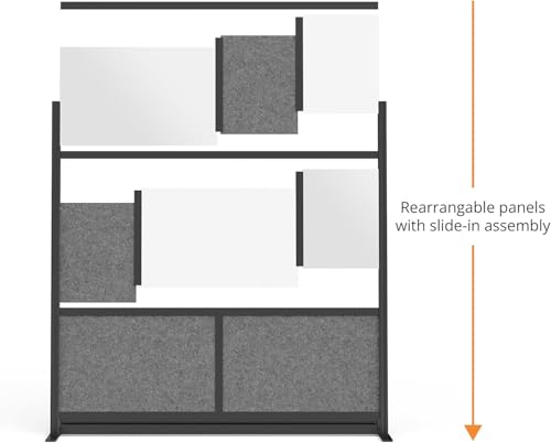 Stand Up Desk Store Expanse Modular Wall | 70'' x 70'' Wall | Expandable Partition Room Divider with Rearrangeable Frosted Acrylic & Sound Absorbent Panels (Black Frame) S Stand Up Desk Store