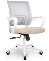 NEO CHAIR Office Desk Computer Chair Ergonomic Mesh Gaming Mid Back Seat with Comfy Lumbar Support Adjustable Height Swivel for Home Task (Beige) NEO CHAIR