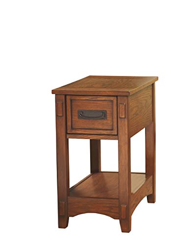 Signature Design by Ashley Breegin New Traditional Wooden Chair Side End Table with 1 Drawer and 1 Fixed Shelf, Brown - WoodArtSupply