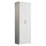 Madesa Pantry Storage Cabinet Armoire Closet with 2 Doors and 5 Utility Shelves 23" L Inch Wooden Organization Unit for Bedroom, Office, Laundry Room, Kitchen, and Garage (White) Madesa